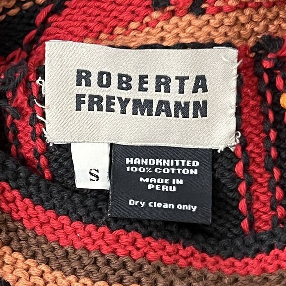 Roberta Freymann Womens Size Small Handknitted Cotton Peru Mock Neck Sweater - Picture 4 of 4
